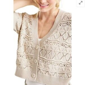 Splendid Braydon Cropped Pointelle Knit Cardigan, Size XS